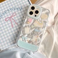 Coque de téléphone portable motif chat mignon pour iPhone 16 15 17 12 Pro Max 13, simple, brillante, en fil plume, coque arrière IMD en relief