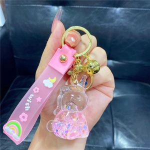 Creative Oil Nightlight Bubble Bead Unicorn Quicksand Bottle Keychain Cartoon Floating Liquid <b>Key</b> <b>Chain</b> - Product Image 5