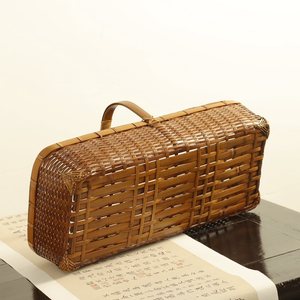 Handmade Bamboo Woven <b>Basket</b> Rectangle <b>Storage</b> <b>Basket</b> For Tea Set Fruit Household Use Anji Origin - Product Image 2
