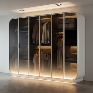 ตู้เสื้อผ้าหรูหราสไตล์อิตาเลียนทันสมัยยอดขายสูงสุดปี 2026 พร้อมประตูกระจก สำหรับ<span class=keywords><strong>บ้าน</strong></span> โรงแรม ชุดห้องนอน เฟอร์นิเจอร์ตู้เสื้อผ้าระดับ 5 ดาว - Product Image 2