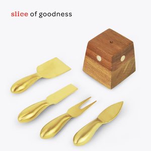 Từ Keo Gỗ Hiện Đại Pho Mát Dao Chủ Khối Với 4 Đồ Dùng Phần Còn lại Nhỏ Thép Không Gỉ Dao Và Ngã Ba Biểu Tượng Tùy Chỉnh - Product Image 5