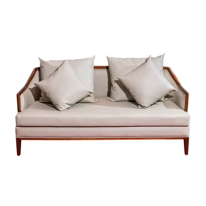 Sofá de cuero de madera de fresno de 2 plazas con función de masaje para decoración de Hotel y sala de estar Villa con asiento de cuero con marco de madera de fresno - Product Image 1