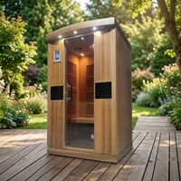 Sauna de Infrarrojos Lejanos de Lujo para 1 Persona Aspen, Bajo EMF, Madera Sólida de Cedro Rojo, Diseño Moderno, Uso Interior, 120V, Vapor Seco, 1 Año de Garantía