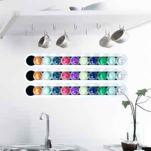 Organisateur de capsules de café en acrylique pour 10 dosettes Nestlé, support mural sans perçage, style moderne et simple, étagère de rangement - Product Image 1