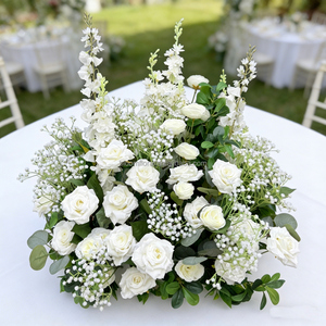 BF-ALR-BL02 Fleur <span class=keywords><strong>de</strong></span> sol pour allée <span class=keywords><strong>de</strong></span> mariage <span class=keywords><strong>de</strong></span> haute qualité, longueur 60 cm, <span class=keywords><strong>bleu</strong></span> clair et blanc, pour décoration <span class=keywords><strong>de</strong></span> fête <span class=keywords><strong>de</strong></span> mariage - Product Image 4