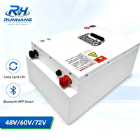 Batterie LiFePO4 à décharge profonde RUNHANG 60V 50Ah avec BMS intelligent, surveillance en temps réel via application Bluetooth, plus de 4000 cycles, boîtier en acier robuste pour