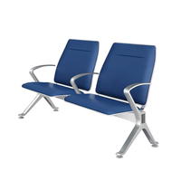Banc d'attente public en aluminium avec coussin en PU et accoudoirs pour aéroport et hall de banque