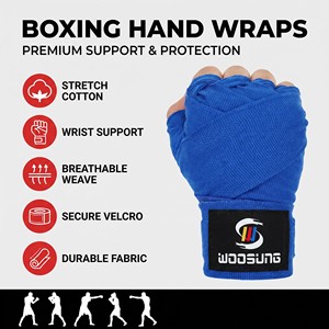 Fasce per Mani da Boxe in Cotone Elasticizzato, Fasce per Muay Thai, Fasce per MMA con Logo Personalizzato, Prezzo Diretto di Fabbrica all'Ingrosso - Product Image 2
