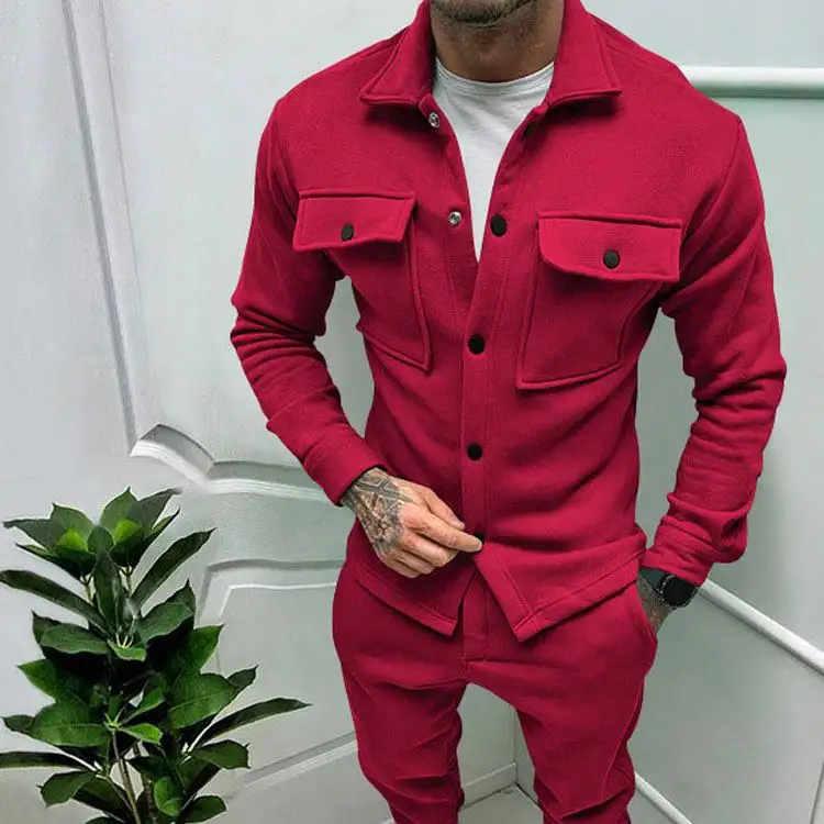 Tute tute tute manica lunga giacca e pantaloni Set uomo due pezzi tute Cargo moda personalizzate