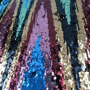 Bunte 3d bestickten stoff pailletten regenbogen stoff indischen stoff für kleid
