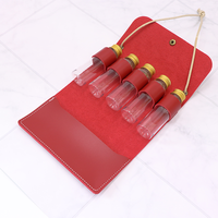Organisateur de condiments RR avec 5 bouteilles, sac à épices pliable en cuir PU pour le camping, le pique-nique en plein air, le barbecue, ensemble de bouteilles d'épices