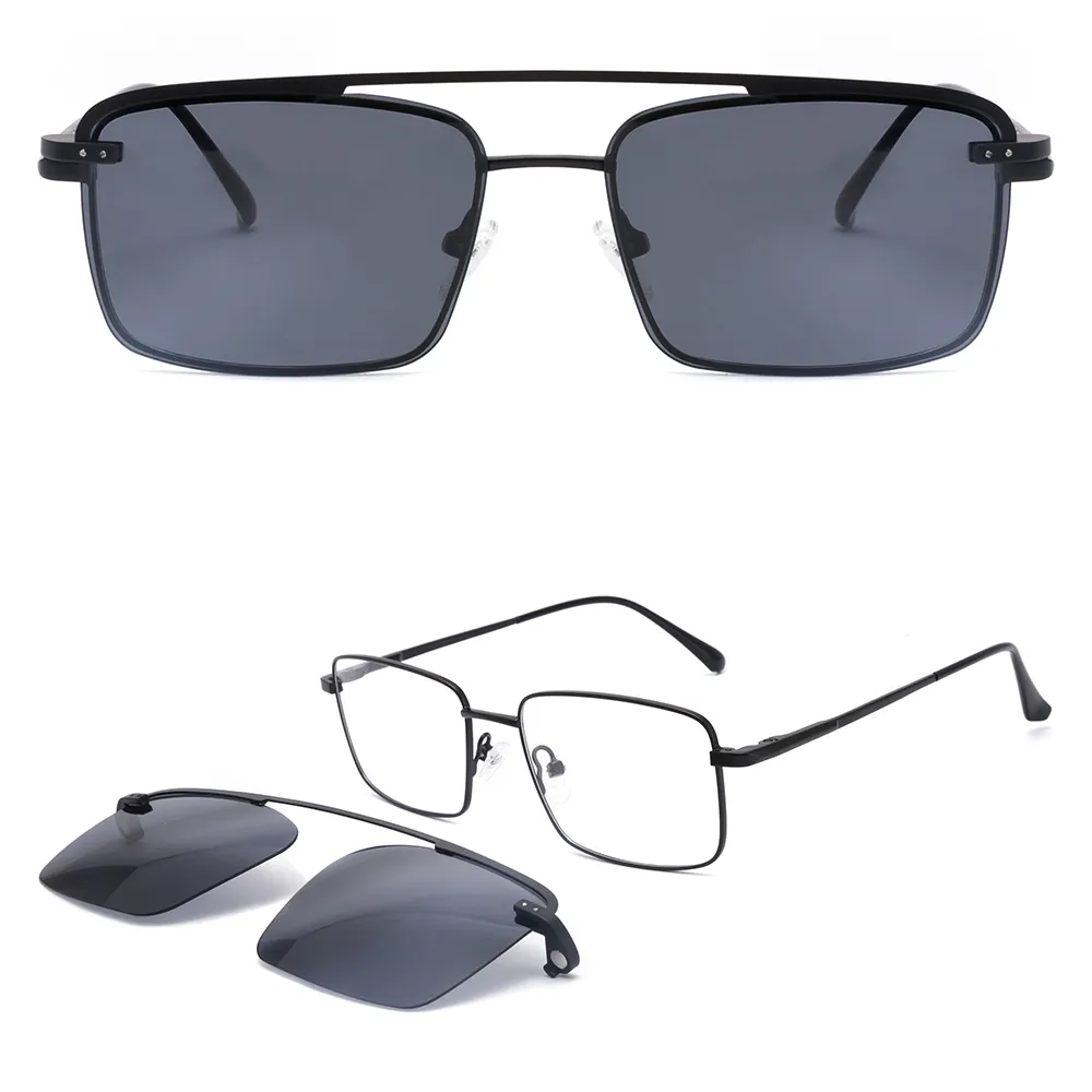Men Designer Glasses RY1036 Men Fashion Rectangle Metal Magnetic Polarized Clip On Glasses