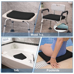 Coussin de siège de douche ergonomique antidérapant en tissu maillé pour personnes âgées, pour baignoire/chaise de douche, soulagement de la pression, amovible - Product Image 6