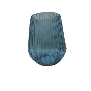 Hot Selling Handmade <b>Blue</b> Color <b>Glass</b> Material Luxury Flower <b>Vase</b> for Home Table Decor Modern Style Desktop Pot - Product Image 1