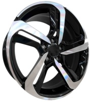 Jantes en aluminium forgé monobloc 6061-T6 à cinq branches, finition noir brillant avec face usinée, 17-24 pouces, PCD, ET, CB personnalisés