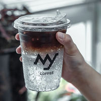 Gobelet en plastique PP transparent avec couvercle standard pour thé au lait, jus et bubble tea, qualité alimentaire, jetable, logo personnalisé