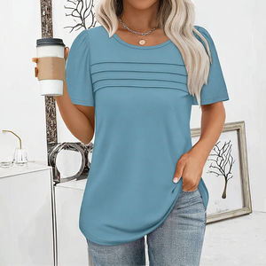 Ropa de Mujer para Verano, Ecológica, Transpirable, de Punto, Poliéster, Cuello Redondo Informal, Manga Corta, Color Liso, Secado Rápido, Corte Regular - Product Image 2