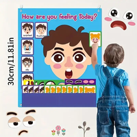 Tableau d'apprentissage interactif coloré sur le thème des émotions, jouet en feutre pour la chambre des tout-petits ou les fournitures de bureau scolaire