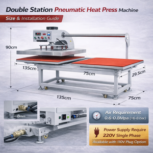 Industrial Commercial Double Station Pneumatic Heat Press Machine 40x60cm For Textile Garment DTF Production