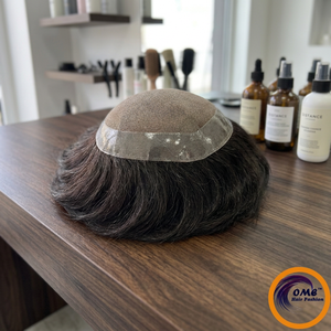 Prothèse capillaire pour homme en cheveux humains indiens non-Remy, base monofilament transparente, cheveux longs noirs mélangés, franges et cheveux de bébé pour remplacement capillaire - Product Image 1