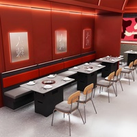 Ensemble de table à manger moderne pour restaurant commercial de type Hot Pot Shabu, 4 chaises, cuisinière à induction électrique, écologique et durable