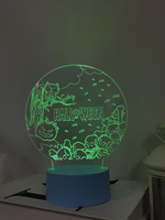Lampe de nuit LED 3D en ABS pour Halloween, gravée au laser, motif citrouille, crâne, lune carrée, pour la maison, la chambre d'enfant, décoration de fête effrayante