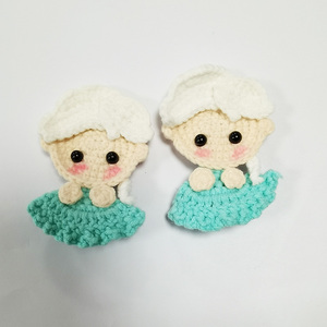 Barrettes à <span class=keywords><strong>cheveux</strong></span> princesse de dessin animé faites à la main Lovey, pinces à <span class=keywords><strong>cheveux</strong></span> BB en laine pour filles, clips au crochet pour enfants - Product Image 5