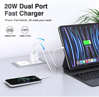 Chargeur Mural PD Double Port 20W de Qualité Supérieure, Format Mini, Idéal pour les Voyages, pour iPhone 17 Pro Max