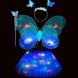Adorno de Alas de Mariposa Luminosas de Ángel para Niña Juguete con Varita Mágica y Vestido Rosa de Princesa Hada para Espectáculo - Product Image 5