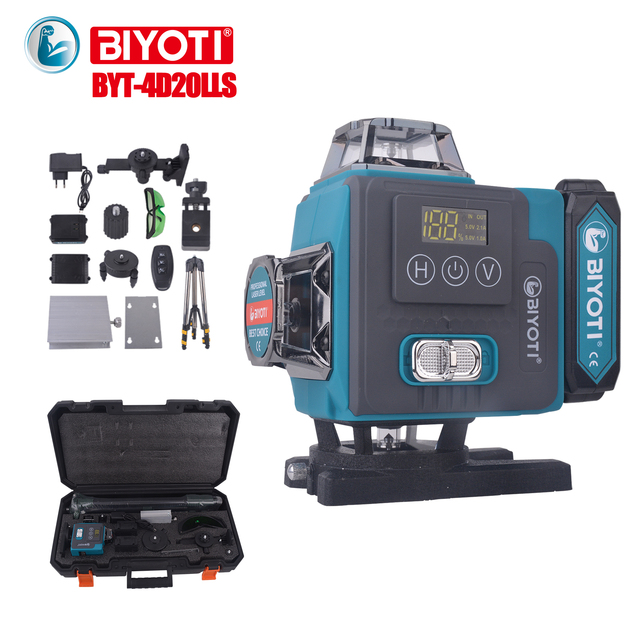 Industrial 4d 16 Line Green Beam Self Leveling Laser Level 360 High Precision Cross Line Laser Level Tool with Tripod