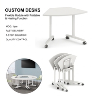 Table de formation modulaire moderne à plateau rabattable, table de conférence mobile pliable avec roulettes