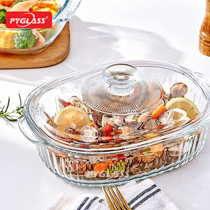 Casserole ovale en verre Pyglass pour cuisine moderne avec couvercles, grande capacité, compatible lave-vaisselle et micro-ondes, 1800 ml - Product Image 6