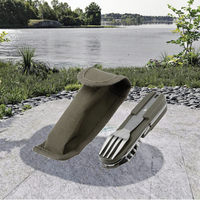 Ensemble de pique-nique de camping en plein air écologique en acier inoxydable 7 en 1, vaisselle multifonctionnelle, couteau, fourchette, cuillère pliables pour les voyages