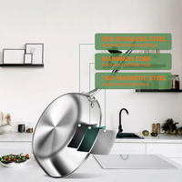 Ensemble de casseroles et poêles à induction de haute qualité Batterie de cuisine en acier inoxydable triplement non toxique 11 pièces