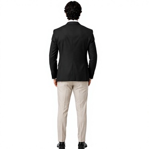 Traje formal de 3 piezas para hombre, color negro y marfil, con solapa en contraste, blazer, chaleco de doble botonadura, pantalones, traje de novio para boda - Product Image 3