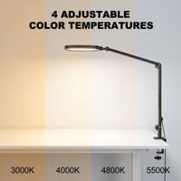 Lampe de bureau LED au design métallique contemporain, alimentation CA, gradation tactile/à distance, 95 CRI, écologique, protection des yeux, réglable pour bureau et étude
