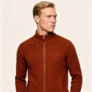 <span class=keywords><strong>Cardigan</strong></span> da <span class=keywords><strong>Uomo</strong></span> Casual in Maglia <span class=keywords><strong>con</strong></span> Zip Color Ruggine, Maglione a Collo Alto <span class=keywords><strong>con</strong></span> Zip Intera a Costine, Vestibilità Slim per Uso Quotidiano e Stratificazione - Product Image 1