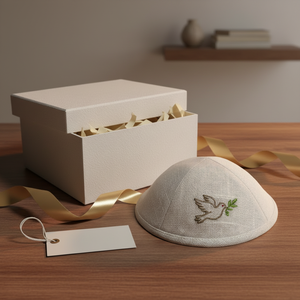 उच्च गुणवत्ता वाले कस्टम गहना लिनेन सफेद बेज लुंगी किप्पा बरीला उपहार डोव कढ़ाई माज़ेल टोव बैग चल्ला कवर - Product Image 2