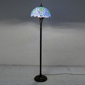 Lámpara de Pie LongHuiJing Personalizada de 16 Pulgadas, Tradicional, con Vidrio Teñido LED, Base de Resina Azul Glicinia, Luz Blanca Cálida de 2700K, 600 CRI - Product Image 2
