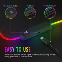 Tapis de souris de jeu de grande taille personnalisable de type C RGB, base en caoutchouc antidérapante, tissu lisse, 11 couleurs RGB en stock, vente chaude