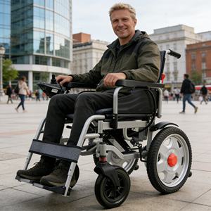 Fauteuil roulant électrique pliable, léger, nouveau fauteuil roulant électrique avec une longue autonomie de batterie pour les personnes âgées et les personnes handicapées, utilisation en extérieur - Product Image 1