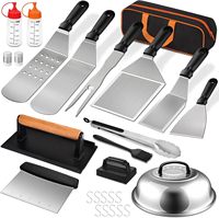 Ensemble d'accessoires de plaque chauffante à dessus plat pour Camping Chef Griddle -Meat Press Turner Spatule Griddle Grattoir Egg Ring BBQ Tool Kit