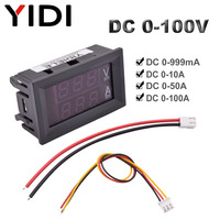 0.56 Mini Dual Digital LED Display AC DC Pengukur Arus Tegangan Volt Amp Speed Meter Tester Panel Voltmeter Ammeter 50A 100A Ampermeter
