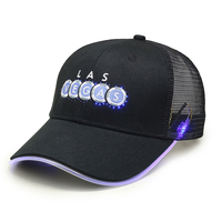 Cappellino Trucker a 6 Pannelli in Cotone e Rete con Logo Ricamato Personalizzato e Luci LED, Moda Estiva per Attività all'Aperto
