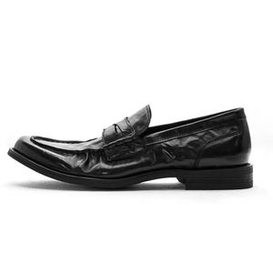Mocasines Negros de Cuero Genuino con Punta Redonda, Sin Cordones, Suela de Goma Acolchada, Zapatos de Vestir para Hombre para Todas las Temporadas - Product Image 1
