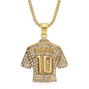 Hiphop Football Star MESSI Moissanite Luxe En Acier Inoxydable 18K Plaqué Or Rempli Pendentif Bijoux Collier pour Femme 2024 - Product Image 3