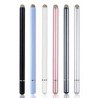 Stylet capacitif passif à écran tactile en fibre métallique haute sensibilité 2-en-1 avec pointe remplaçable pour iPhone, iPad, tablette et ordinateur portable
