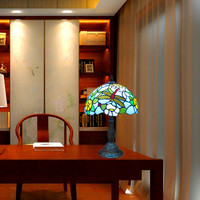 Lampe de table/bureau en verre teinté style libellule rouge, fabrication artisanale vintage européenne, vente en gros d'usine