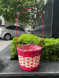 Panier de fruits rond en bambou avec poignée fabriqué au Vietnam, produits naturels, - Product Image 5