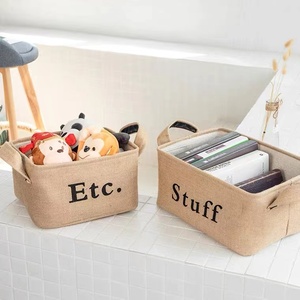 Grande étagère rectangulaire personnalisée bureau <span class=keywords><strong>sous</strong></span> le <span class=keywords><strong>lit</strong></span> <span class=keywords><strong>panier</strong></span> <span class=keywords><strong>de</strong></span> <span class=keywords><strong>rangement</strong></span> en lin <span class=keywords><strong>de</strong></span> Jute organisateur d'articles divers - Product Image 6
